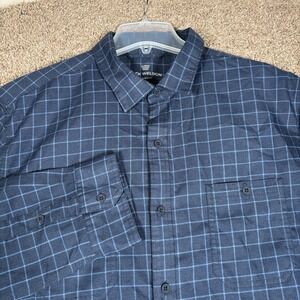 Mack Weldon Shirt Mens 2XL Flannel Blue Plaid Button Up Wool Blend Pocket Casual